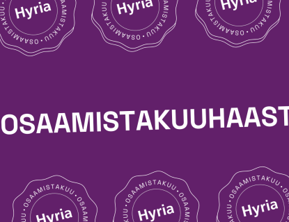 Kuvituskuva, jossa tekstinä #osaamistakuuhaaste violetilla pohjalla 